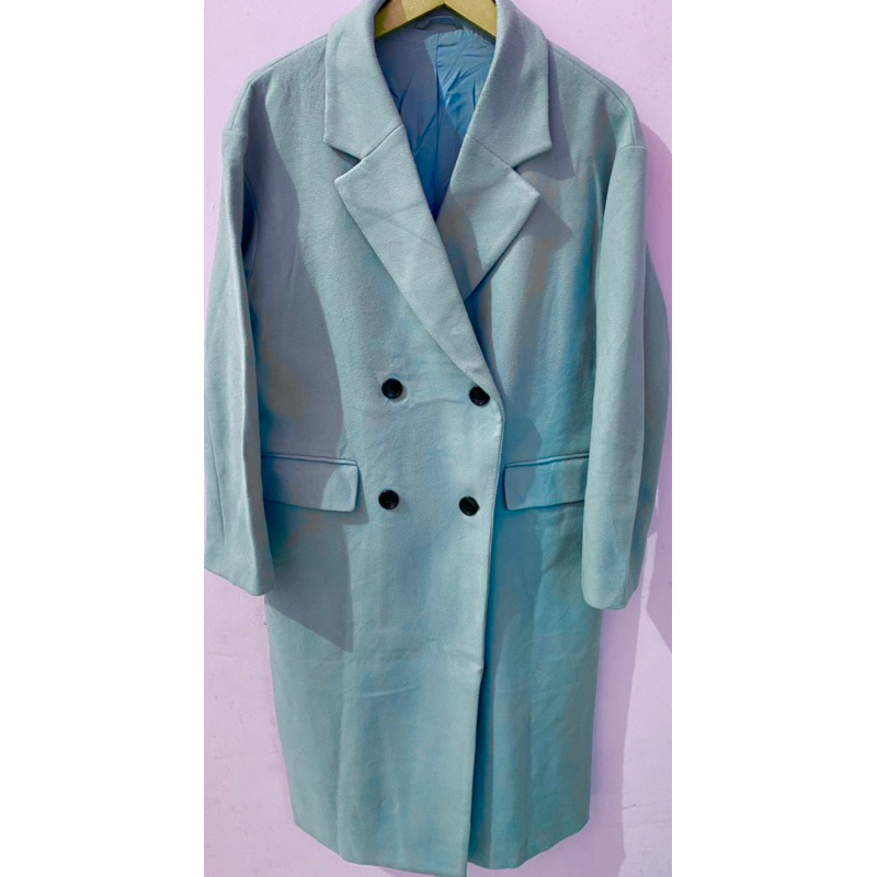 GU UNIQLO LONG COAT WOL BLUE TOSCA KC 2 BARIS LD 110 Pnjg 109 AUTO TERKECEH TERKEREN 🩵🩵🩵
