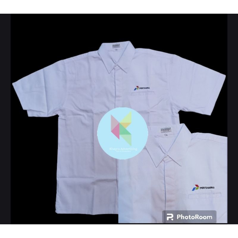kemeja Pertamina Seragam Pertamina Baju Pertamina Putih lengan pendek