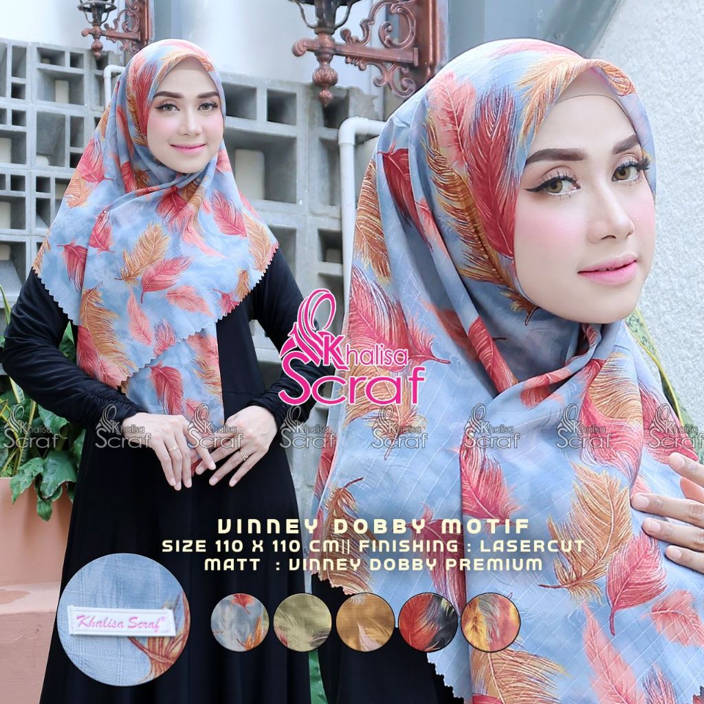 Jilbab segi empat wafle motif ALSYA laser cut premium kerudung terkini khalisa scraf