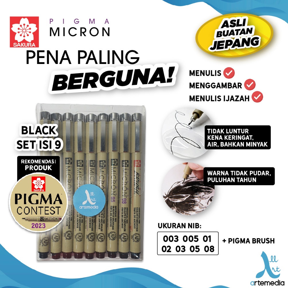 

Best Drawing Pen Sakura Pigma Micron Set 9 Pigment Ink Pulpen Gambar 65