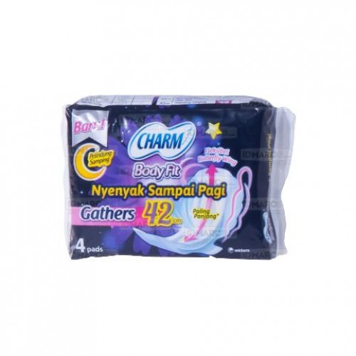 Charm Safe Night 42cm (4pads) / Pembalut Sayap Malam / Softex