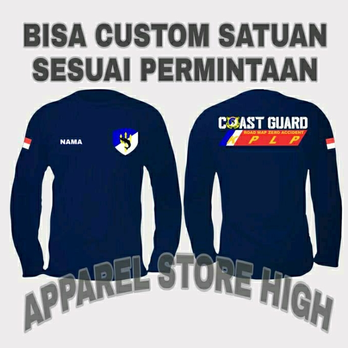 Kaos Coast guard / Baju Kapal Coast guard / Atasan Pria Wanita Coast guard Lengan Panjang