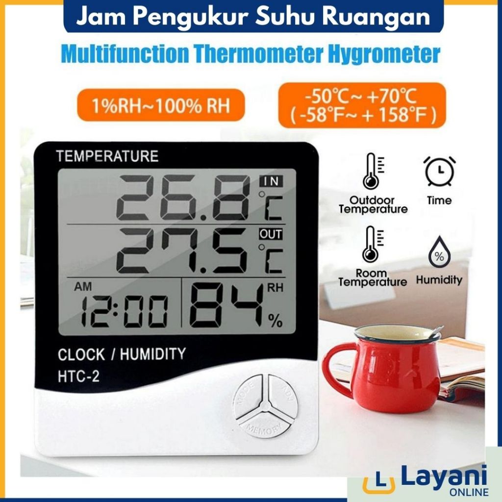 HTC-2 Digital Hygrometer Temperature JAM DIGITAL PENGUKUR SUHU RUANGAN HTC-1 / ALAT TERMOMETER DIGIT