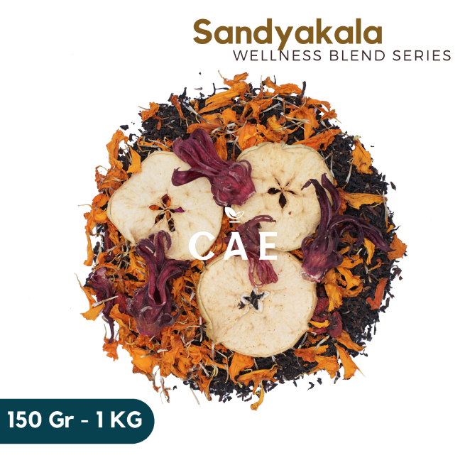 

SANDYAKALA | Herbal Tea Blend Black Tea Dragon Fruit Rosella Apple Bits Goji Berry Marigold Premium 150 Gram - 1 KG