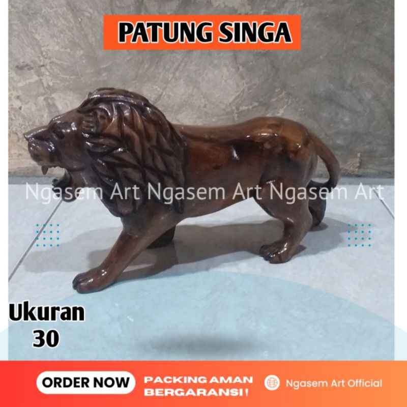 PATUNG SINGA / LION KAYU TREMBESSI
