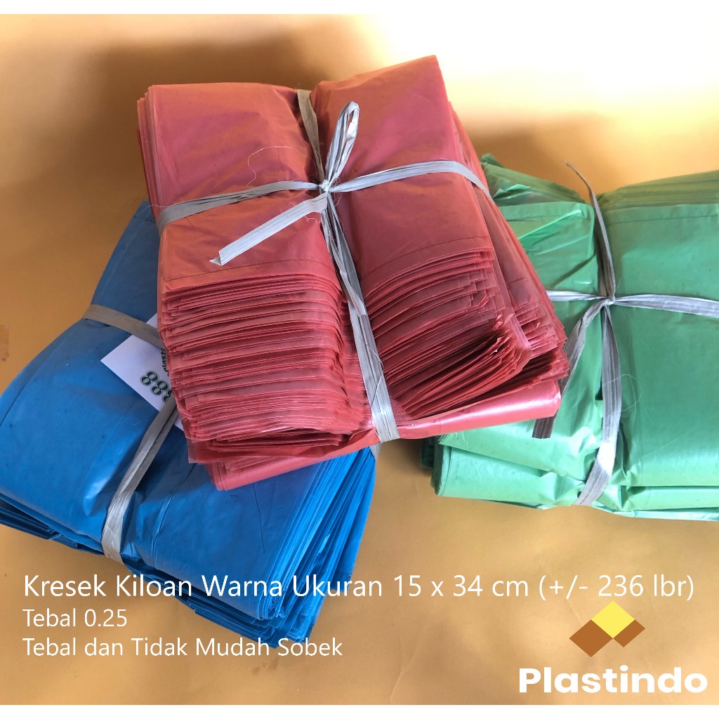 Tas Kresek Kiloan / Union Warna 15 cm x 34 cm isi 1 kg (+- 236 lembar) | Kresek Warna Kiloan Murah