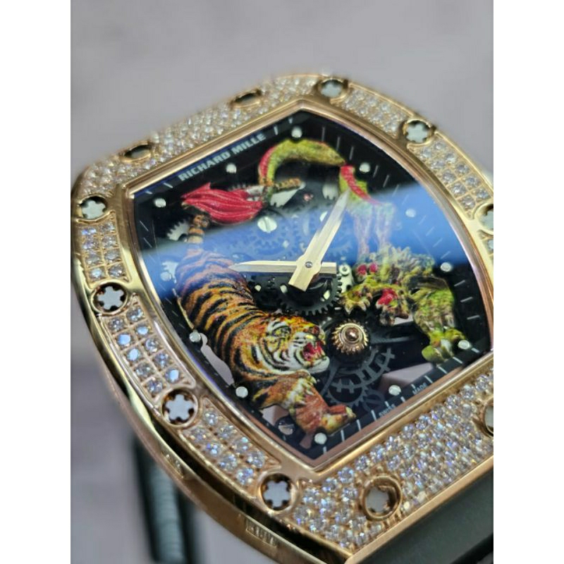 Jam tangan Mewah RM 51-01 Tiger Dragon Rose Diamond Michelle Yeoh Automatic Swiss ETA