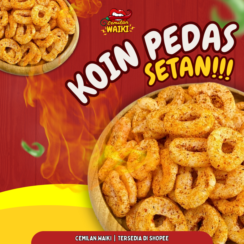 

1 KG / 0.5 KG / 250 GR KOIN SETAN / KRUPUK SETAN / KRUPUK PEDAS / KOIN PEDAS / RING PEDAS