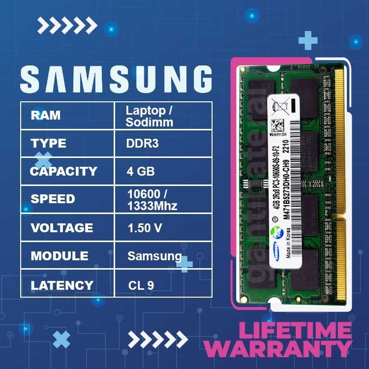 RAM LAPTOP SAMSUNG DDR3 4GB PC 10600 NON L