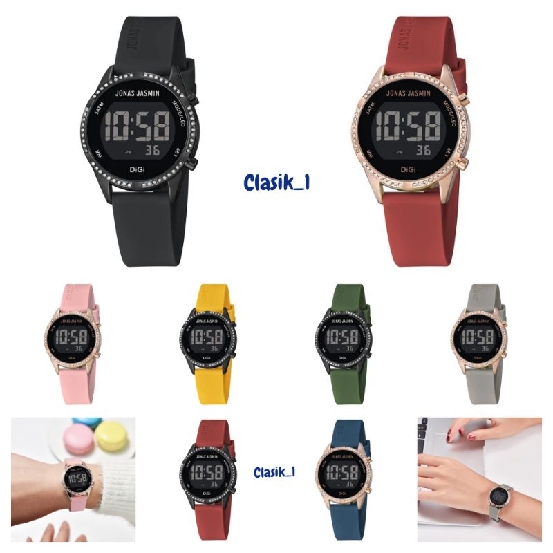 Original 100% Jonas Jasmin Jam Tangan Digital Wanita Karet Garansi resmi