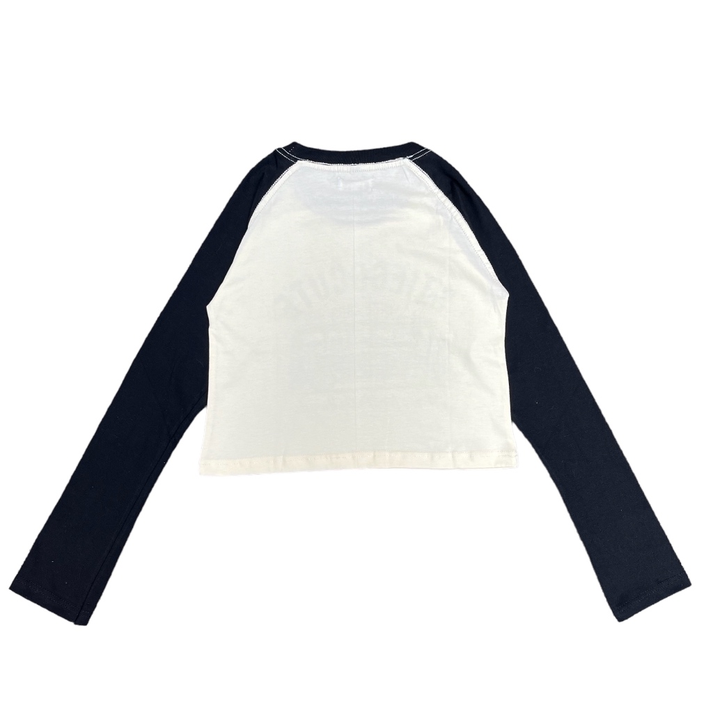 Stiego Cute Raglan Crop Top lengan panjang/kaos lengan panjang wanita kekinian/Cropped Top/korean top