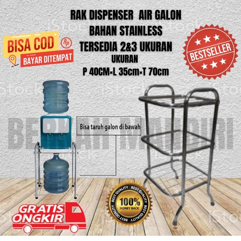 RAK DISPENSER AIR 2 & 3 SUSUN / TEMPAT GALON AIR / BAHAN STAINLESS CROM
