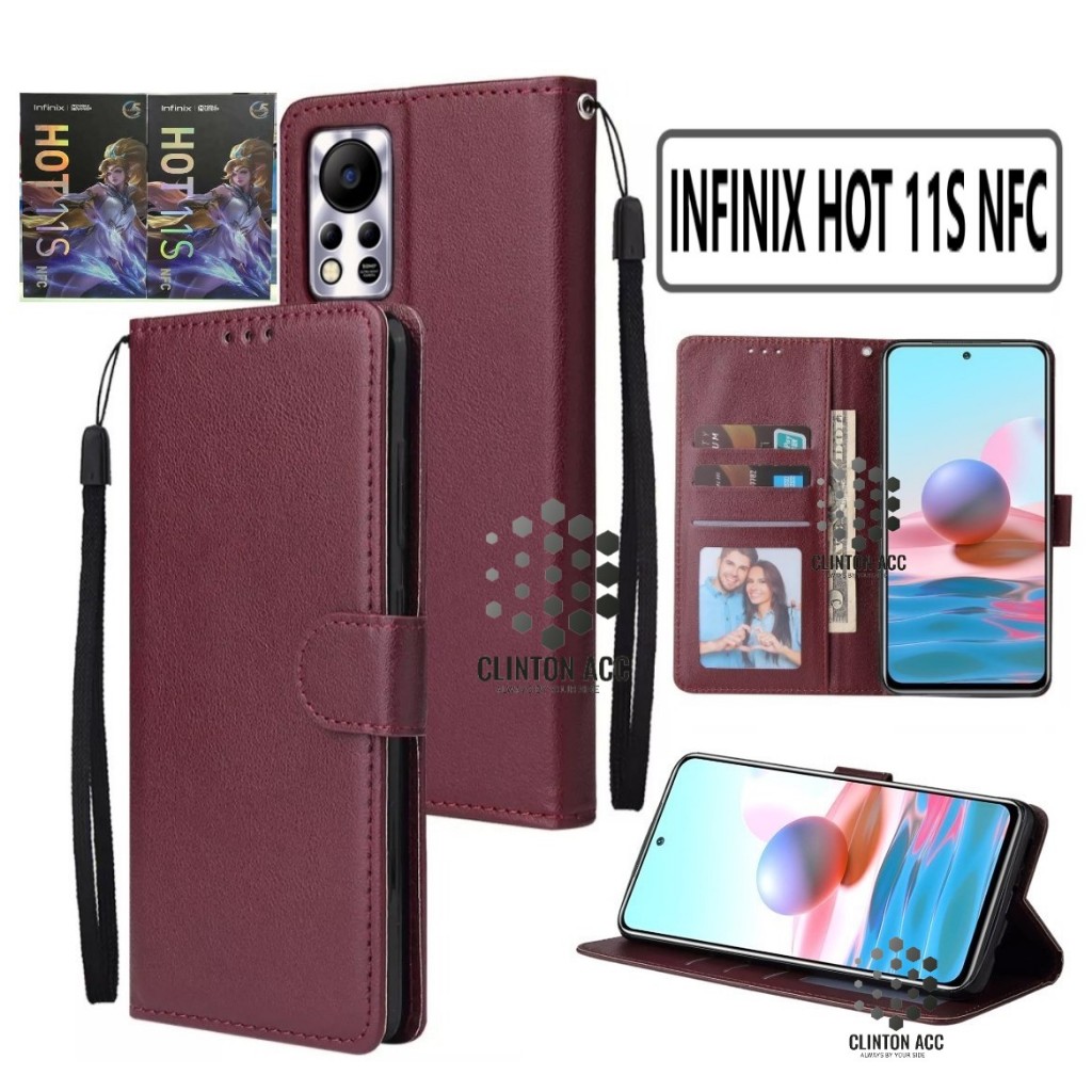 CASE HP INFINIX HOT 11S NFC FLIP WALLET LEATHER DOMPET KULIT SOFTCASE PREMIUM FLIP COVER SARUNG BUKA