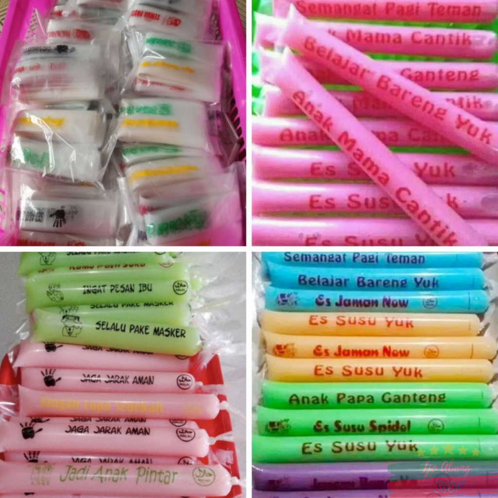 Plastik Es Mambo Sablon 3x23 cm Kemasan 500 Gram - Plastik Es Lilin