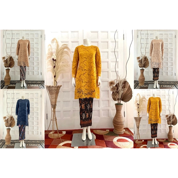 PROMO ATASAN KEBAYA BROKAT JUMBO WARNA HITAM /KEBAYA KONDANGAN MODERN /KEBAYA TUNIK WARNA GOLD