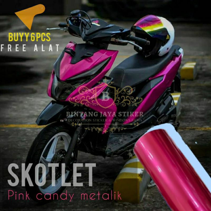 Skotlet Pink Candy Stiker Skotlet Metalik Skotlet Pink Magenta Glossy