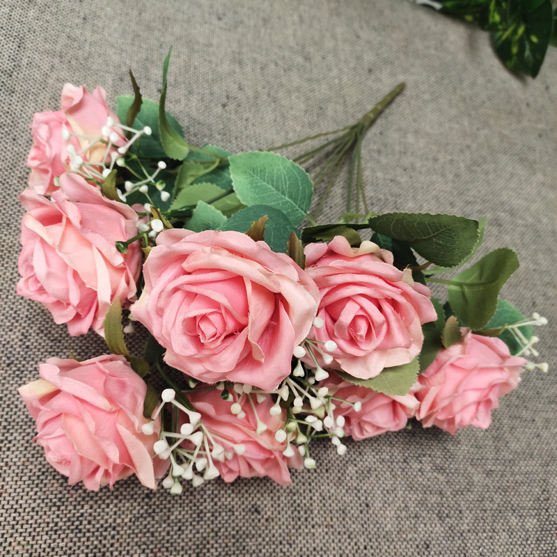 (1 tangkai) Bunga Mawar 9 Cabang PREMIUM / Artificial Rose / Bunga Plastik / Bunga Mawar Artifisial 