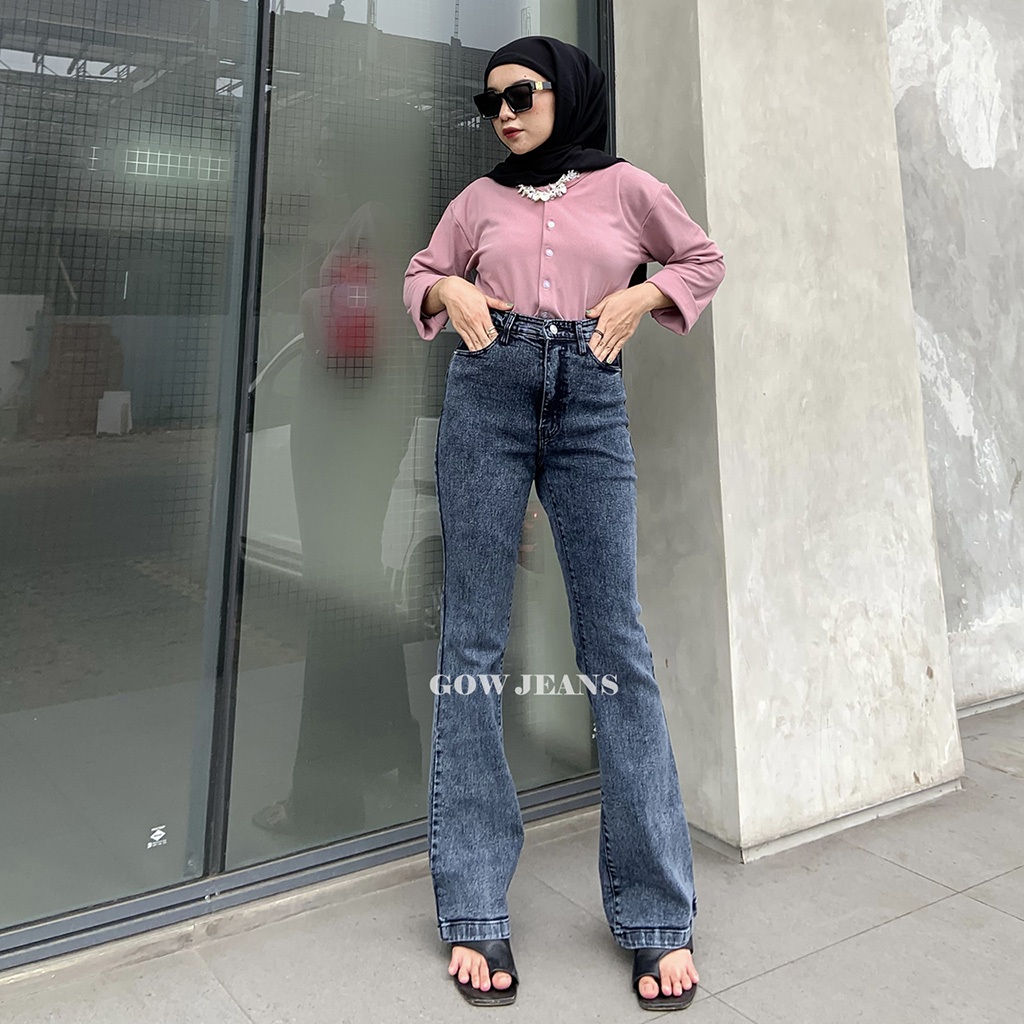 GOWJEANS - HW Cutbray Long Jeans Stretch Snow Black