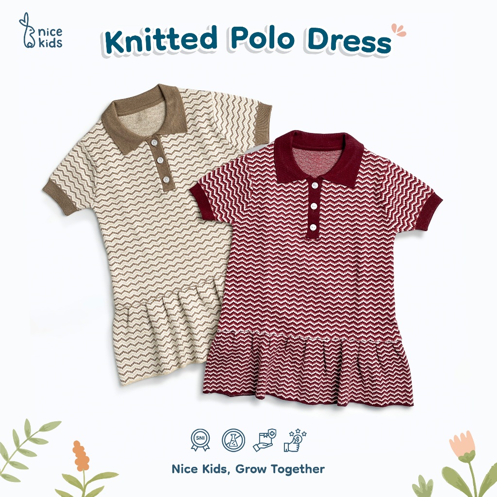 Nice Kids - Knit Polo Dress (Dress Anak Perempuan 1-6 Tahun) Terusan Anak Bayi Dress Premium Rajut Hangat