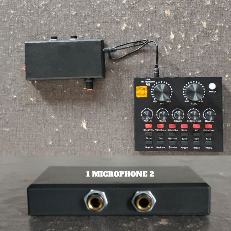 Penguat Suara Mikropon Soundcard V8Plus Parallel 2 Input mic soundcard V8