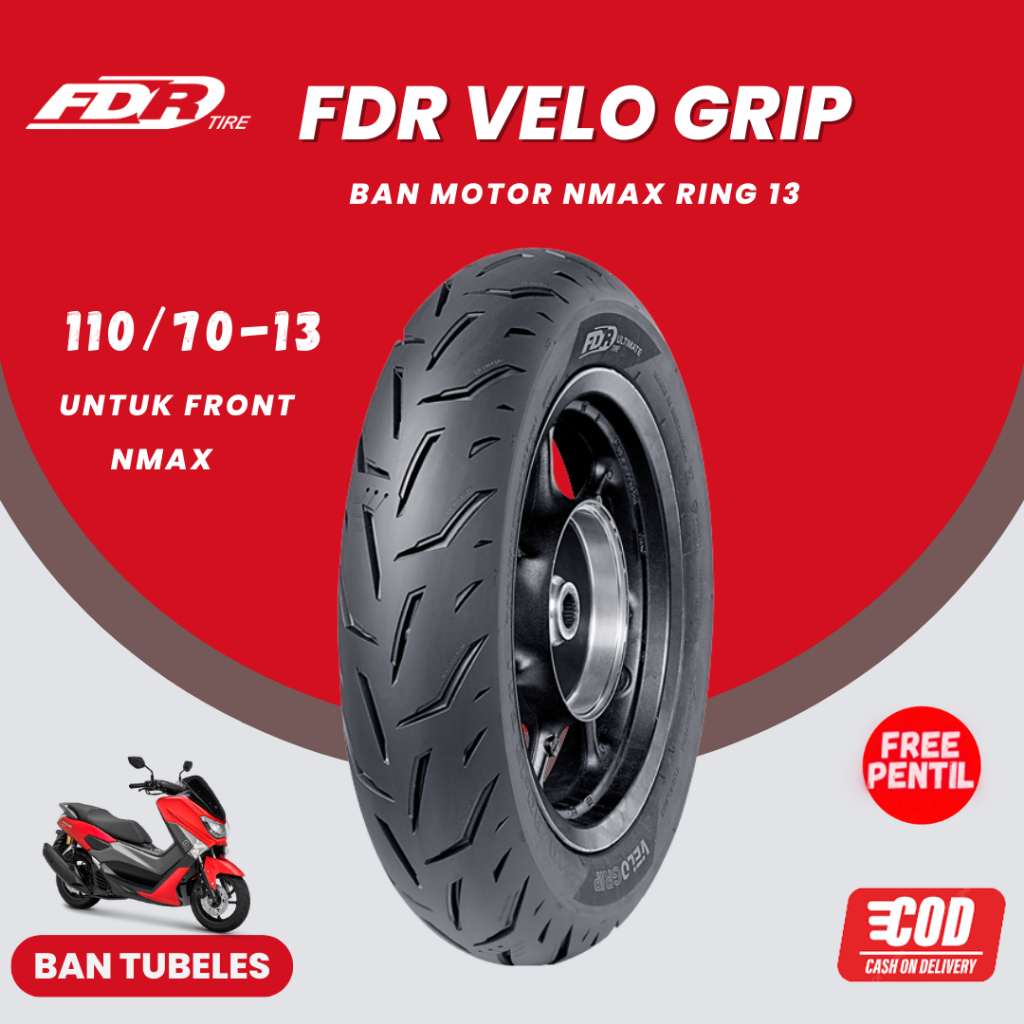 Ban Tubles FDR Velo Grip 110 70 13 Tubeless Motor nmax BONUS PENTIL