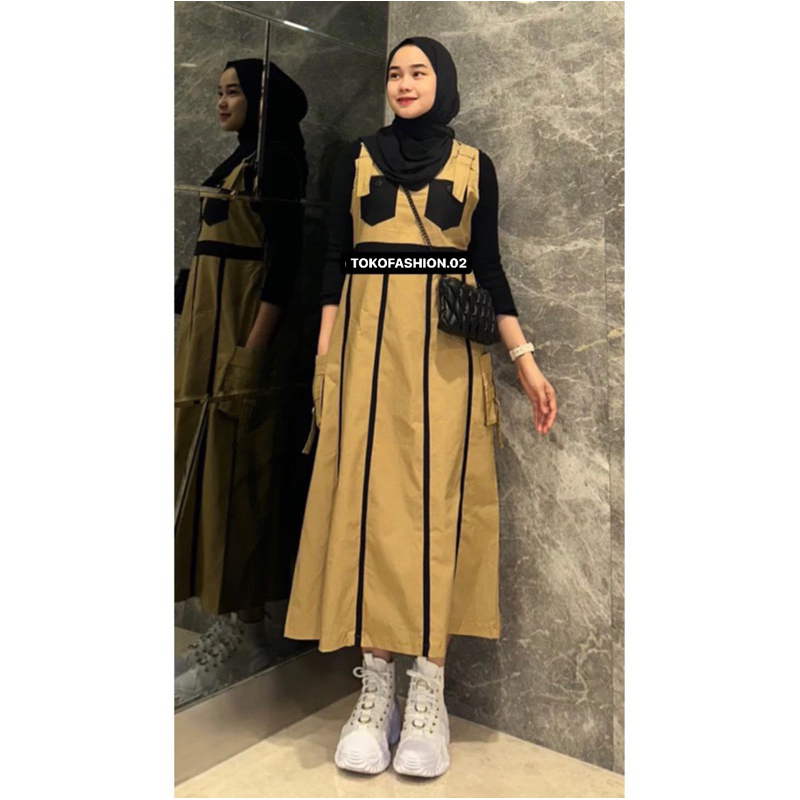 Overal semi jeans terbaru motif salur list premium