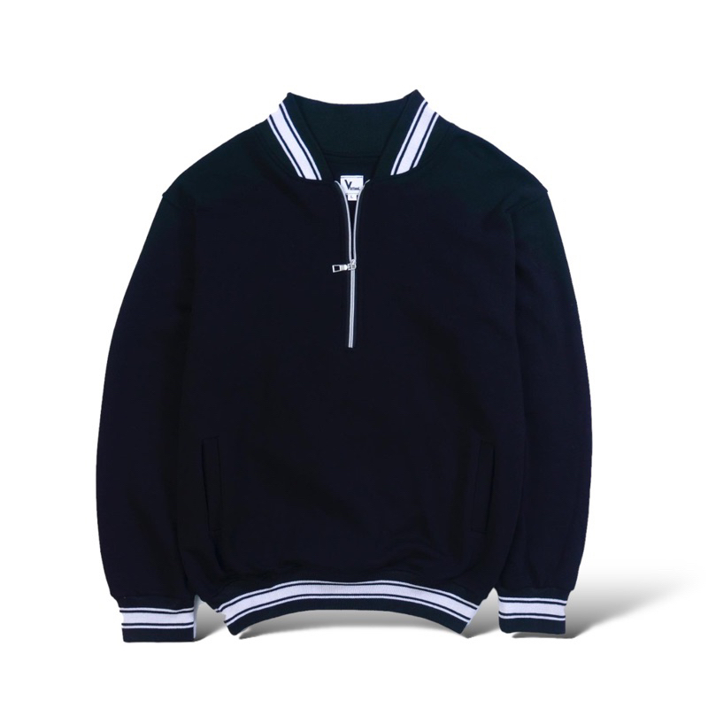 Cotton fleece Halfzip Sweatshirt classic black 330Gsm