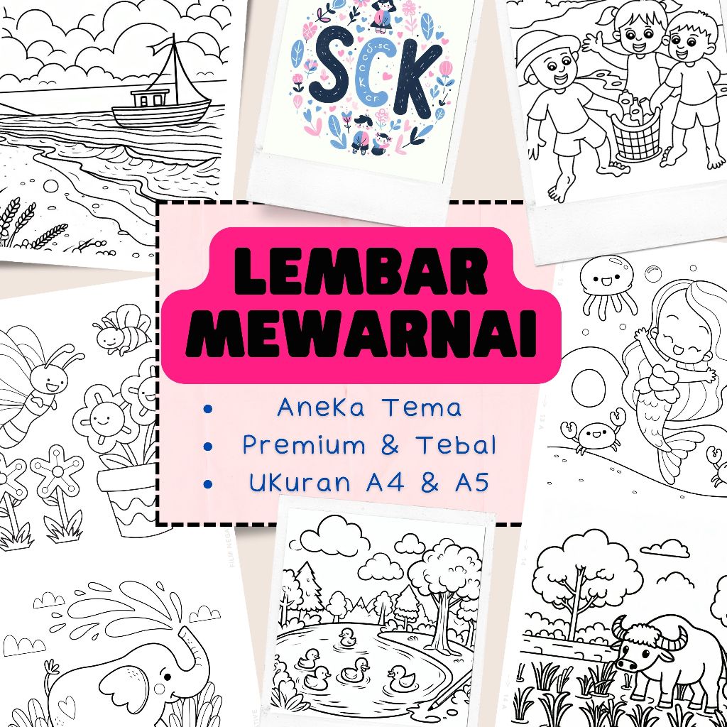 

Lembar Kertas Mewarnai Aneka Tema Untuk Paud, TK, SD, Paket 20 Tema Bergambar