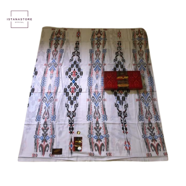 Sarung Atlas Idaman Kembang Kusus PUTIH Sarung Atlas Putih Motif BHS