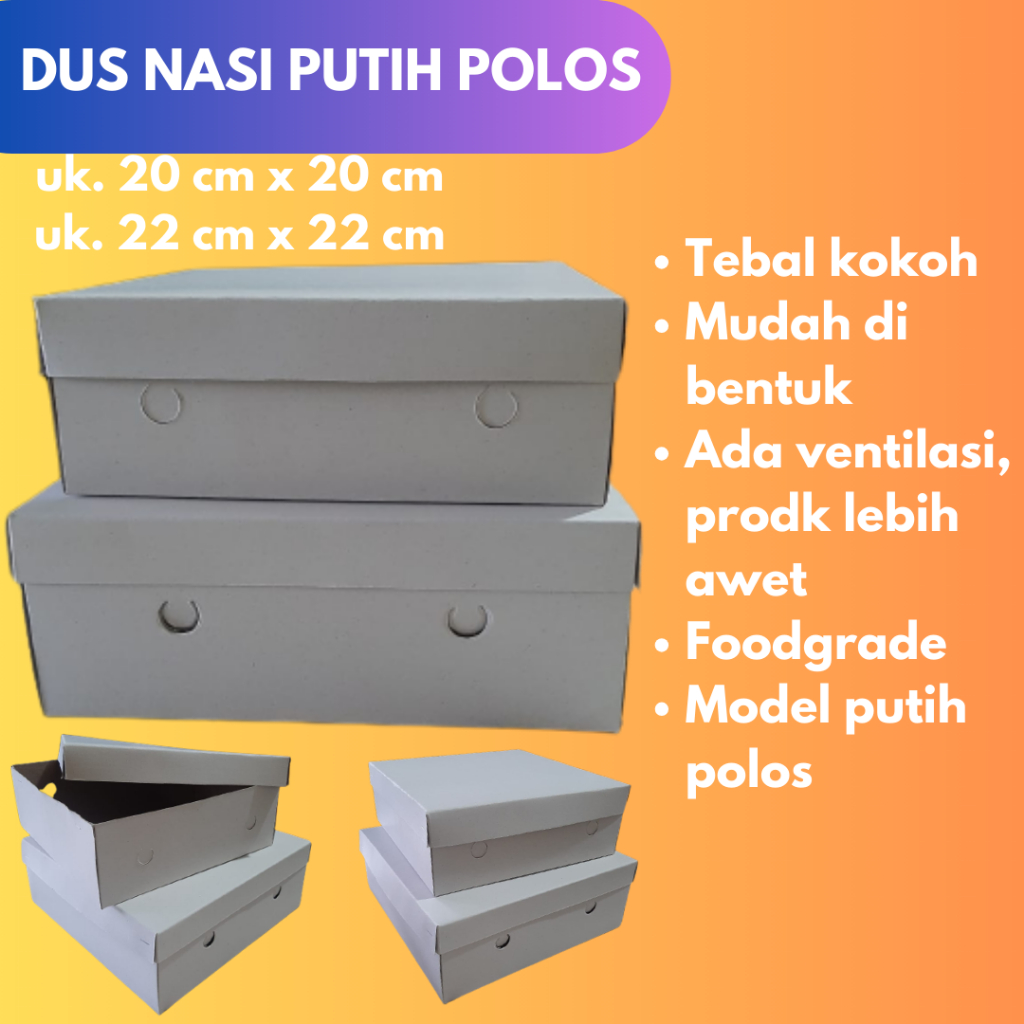 

DUS NASI PUTIH POLOS |KOTAK / BOX NASI POLOS