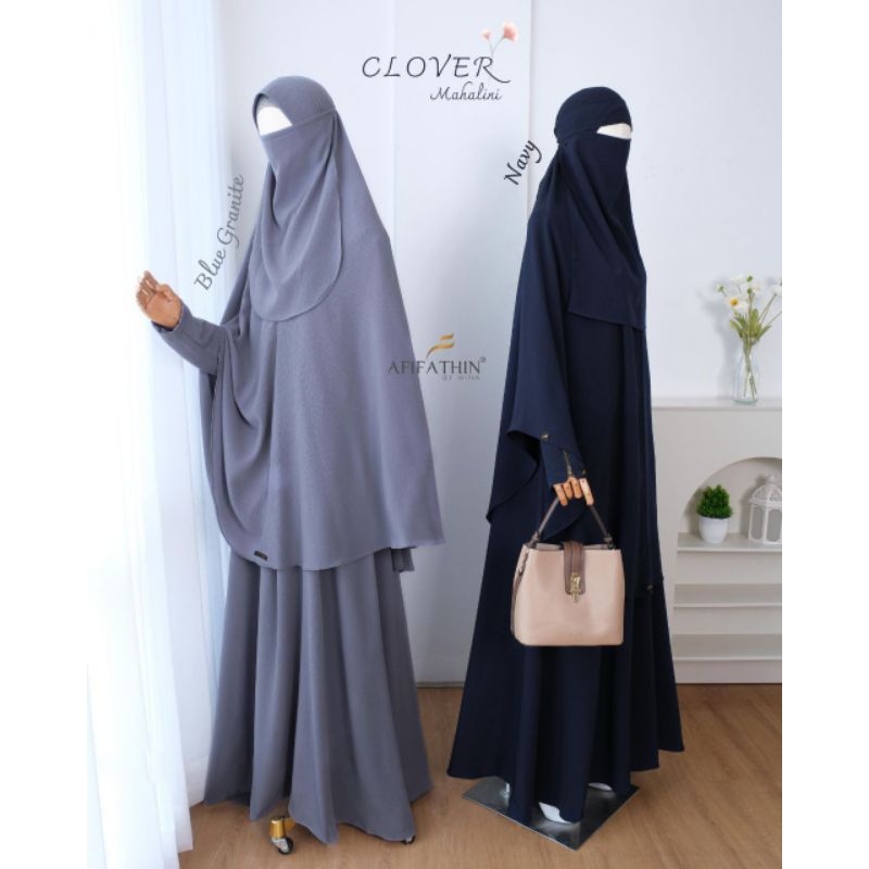Best Seller (Bisa COD) Set Gamis Wanita Terbaru/Clover By Afifatin/Gamis Abaya Satu Set Jilbab Insta