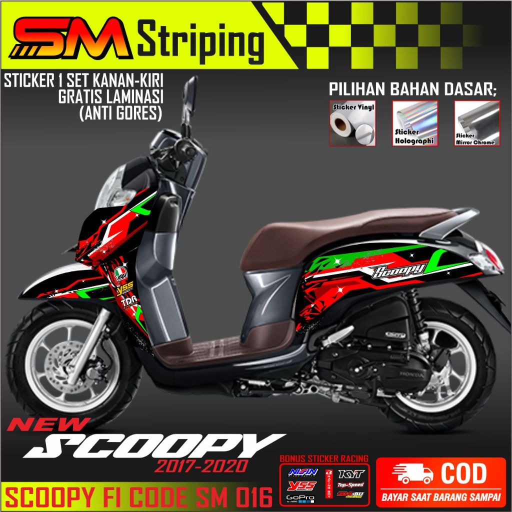 STRIPING STIKER VARIASI MOTOR SCOOPY FI STYLISH 2017 2020 STRIPING SCOOPY FI STYLISH SM 016