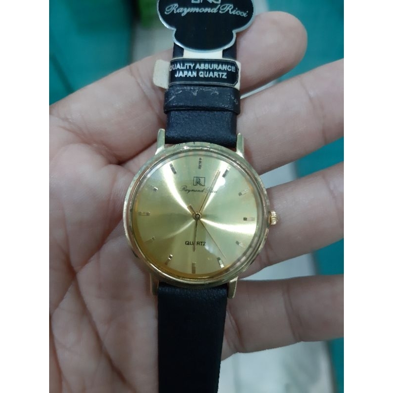 jam tangan pria raimond ricci quartz vintage klasik gold