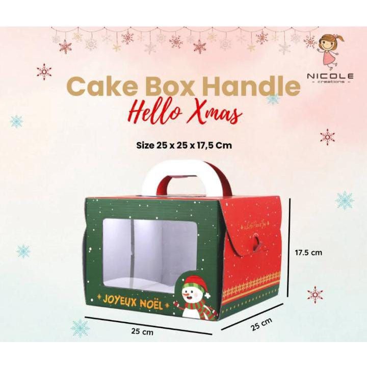 

Kotak kardus dus box wadah hantaran kue bolu puding brownies natal CBX Handle Hello XMas