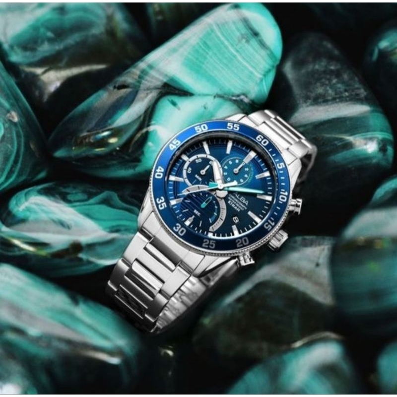 Jam Tangan Pria Silver Stainless Alba AM3897 Analog AM3897X1