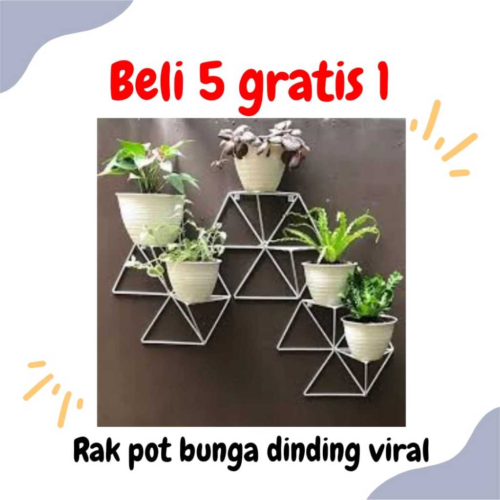 Rak bunga dinding tembok Geometric Hexagon Rak Pot Tanaman  Pot Dinding Pot Bunga