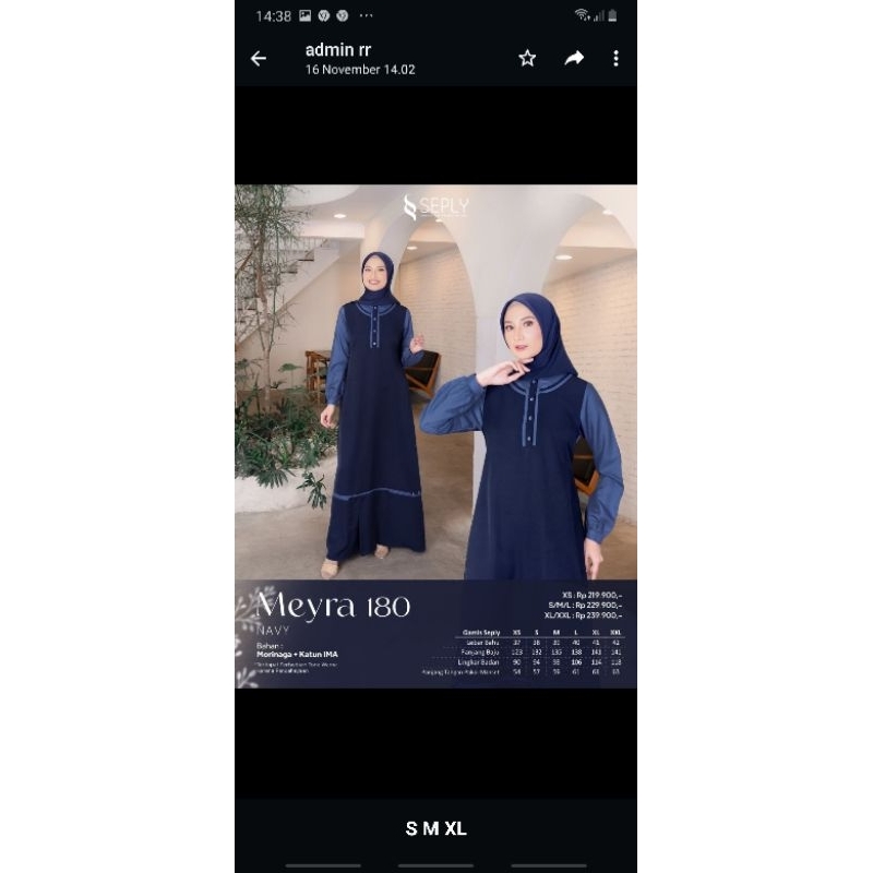 Gamis Meyra 180 Seply Terbaru 2024