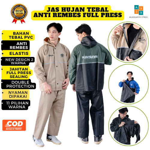 Jas Hujan Tebal Anti Rembes Kaisar Raincoat Pria Wanita Setelan Jas Hujan Bahan PVC Karet