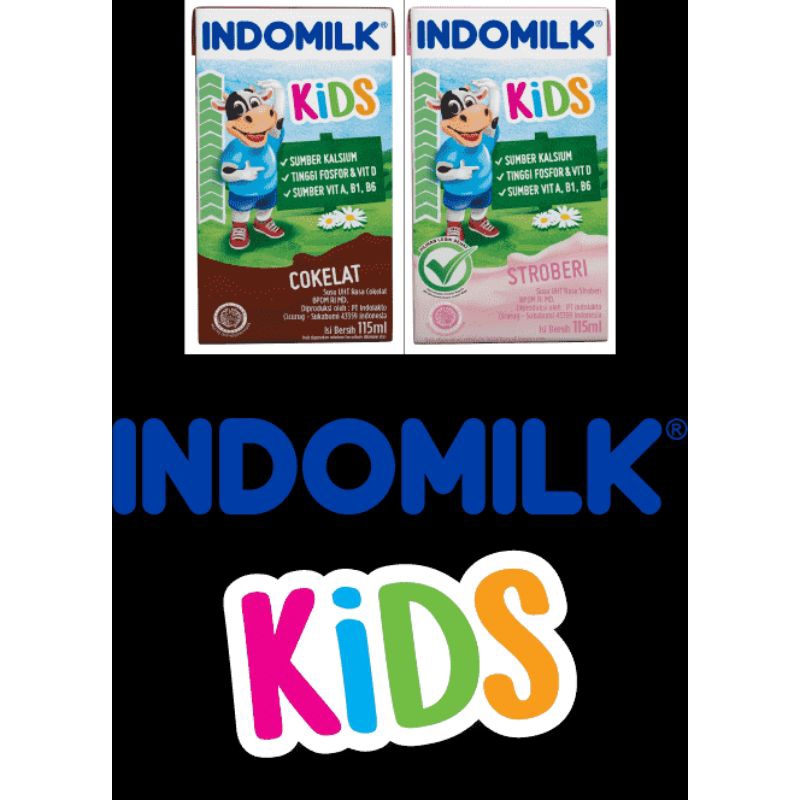 

Susu UHT Indomilk Kids Vanilla, Stroberi, Cokelat 115ml