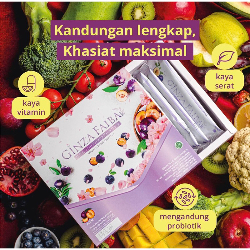

(BONUS EMAS!) Ginza Faiba 1 BOX isi 15 sachet Fiber Drink Collagen Diet Detox Pelangsing Ginzafaiba HALAL BPOMi