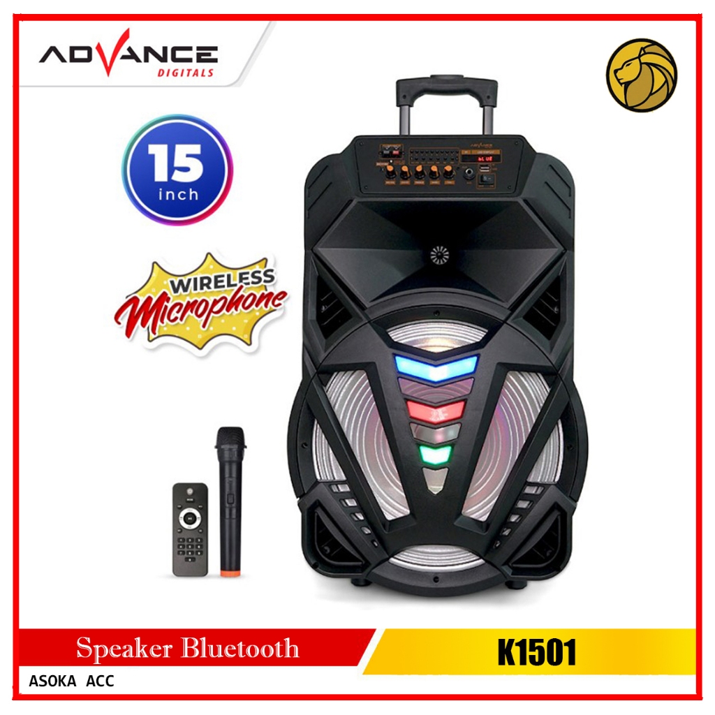 Advance 15 Inch Speaker Bluetooth K1501 + Microphone Wireless