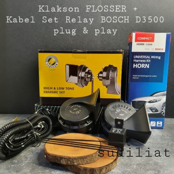 Klakson Flosser Germany + Kabel Set Klakson Untuk Mobil / Motor