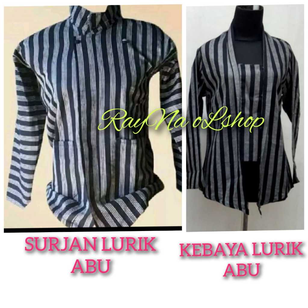 BAJU LURIK KUTUBARU ABU COUPLE (SURJAN LURIK ABU + KEBAYA LURIK ABU), PAKAIAN TENUN MODERN KLASIK KH