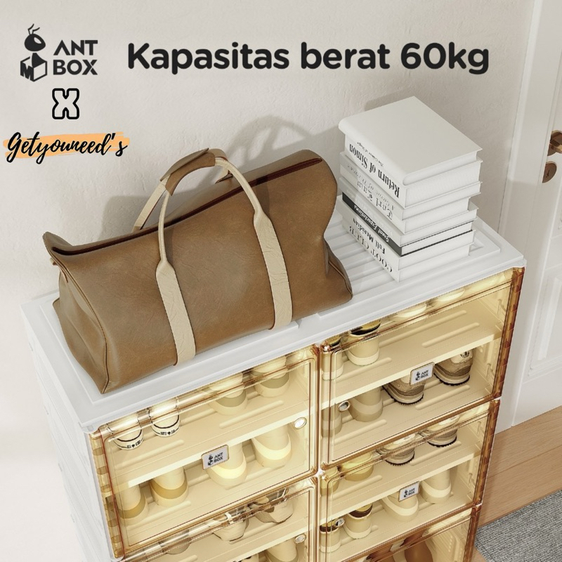 Antbox Rak Lemari Sepatu Transparan Mudah Dipasang