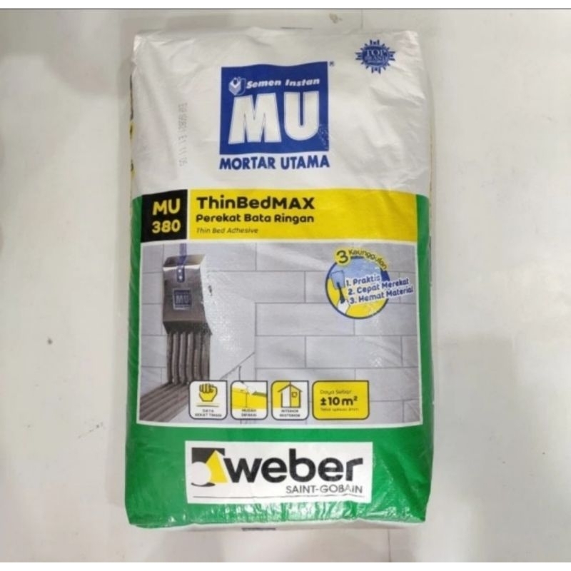 MU 380 MU380 Mortar Utama Semen Instan Perekat Hebel Bata Ringan Batako 40 kg 40kg MU 380 MU380