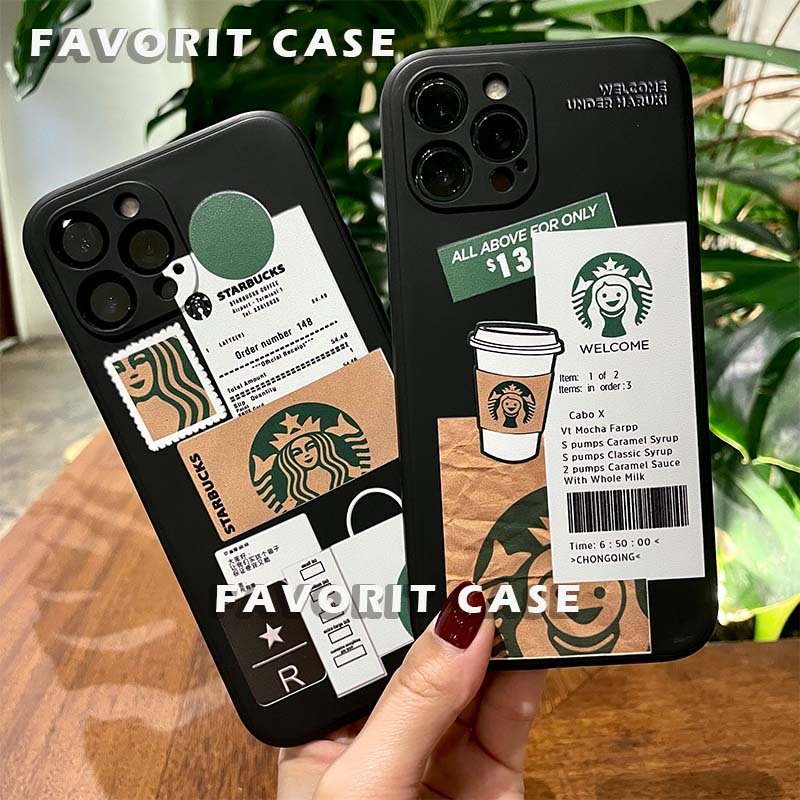 iPhone 15 Max Plus Soft Case Motif CP STB BLACK Starbucks Hitam Kartun Lucu Silikon Casing Square Ed