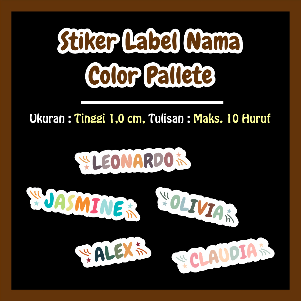 

12 Pcs Label Nama Custom Color Palette Waterproof