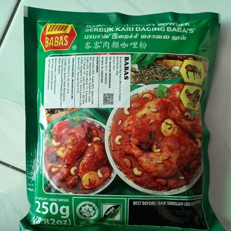 

Babas meat curry powder 250gr untuk kari daging