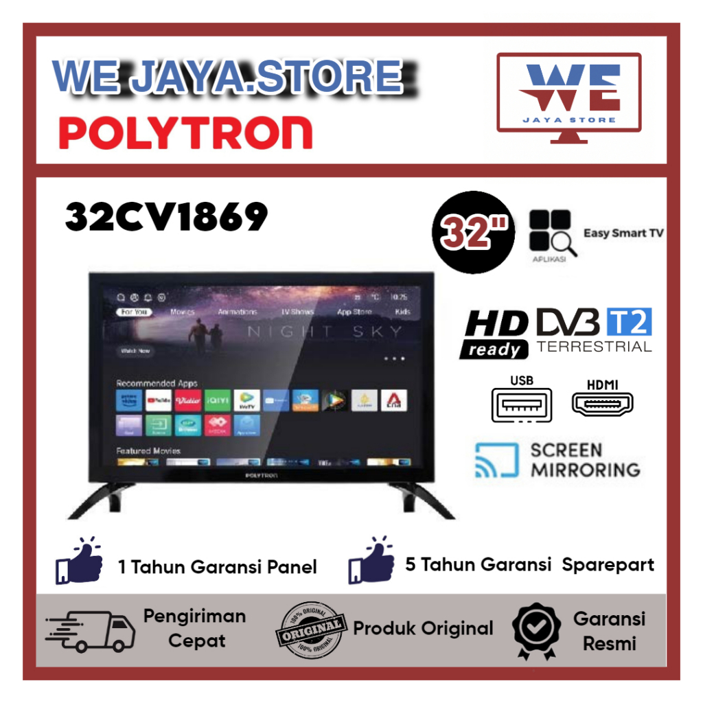 TV LED Smart Polytron 32CV1869 LED Polytron 32 Inch Smart TV Polytron