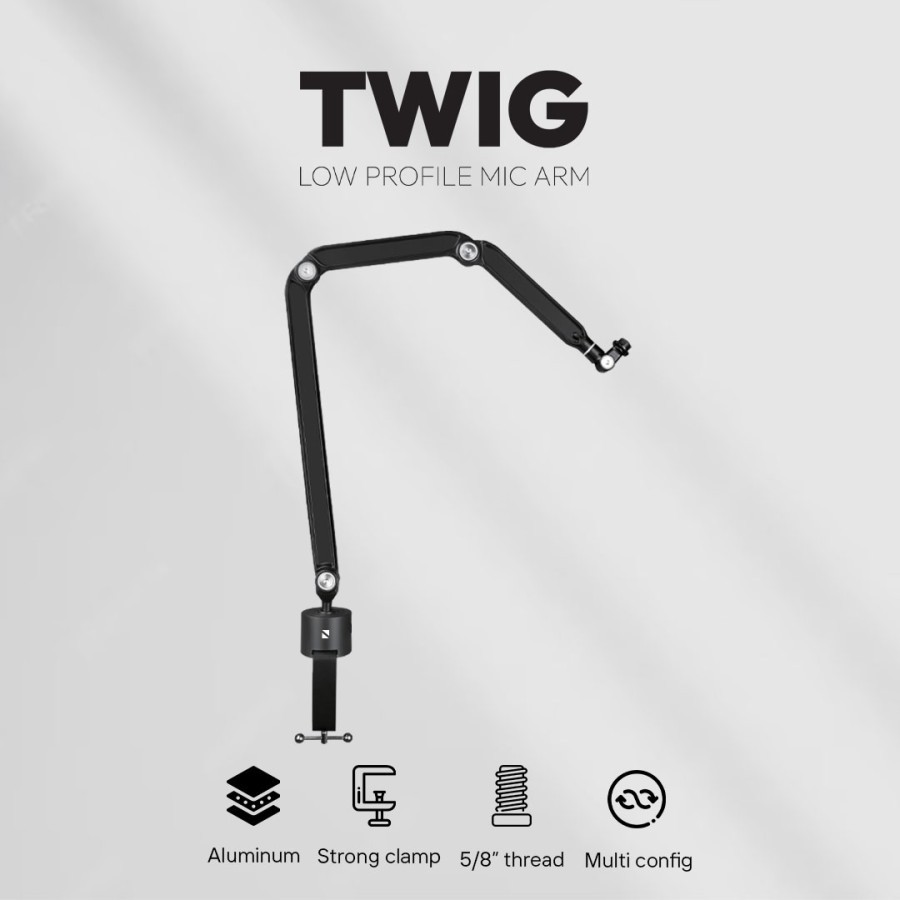Noir Twig Universal Low Profile Microphone Boom Arm/Mic Bracket Stand